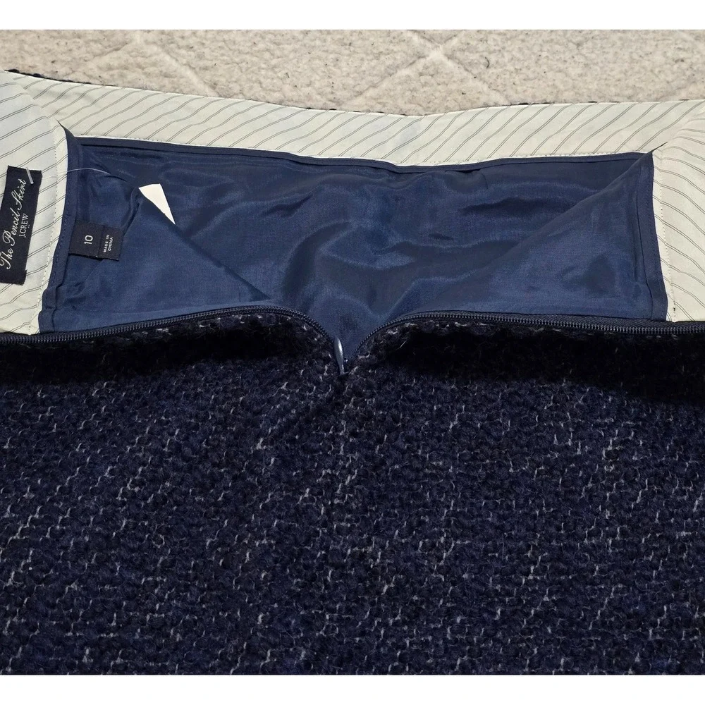 J Crew Womens Navy Blue Wool‎ Blend Tweed Knee Length Pencil Skirt Size 10 NWT